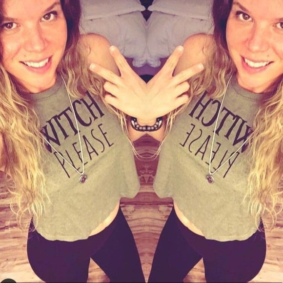 Dirty Blondes Witch Please olive crop top size L NWT last one - Picture 3 of 6